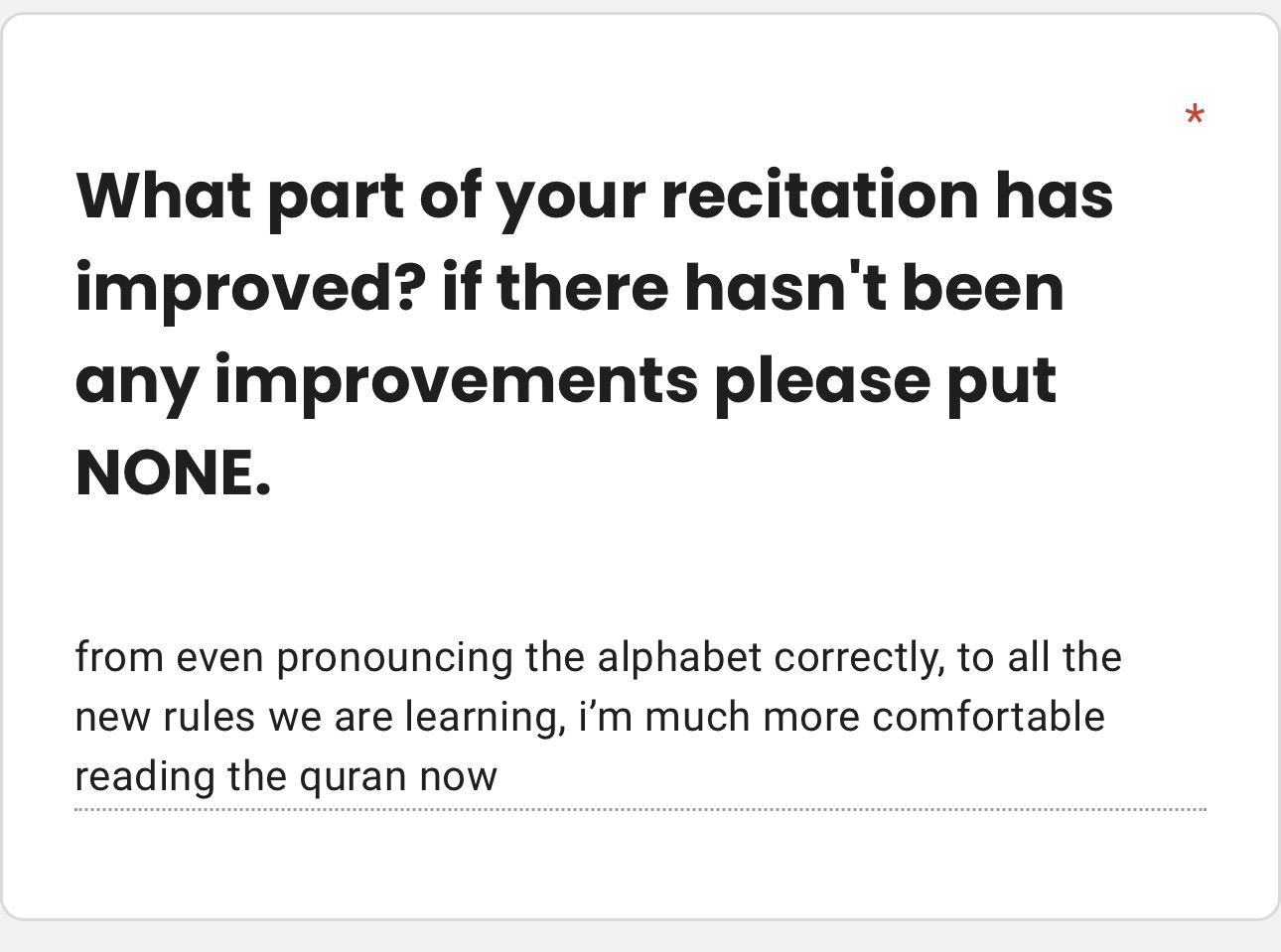 Student Testimonial Feedback